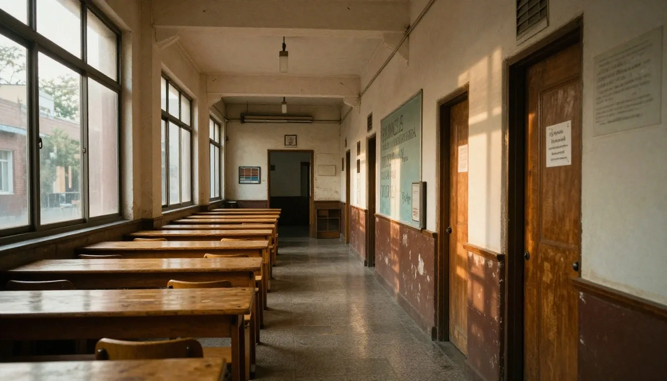 Luz de tarde en el aula donde se estudia inglés en Buenos Aires