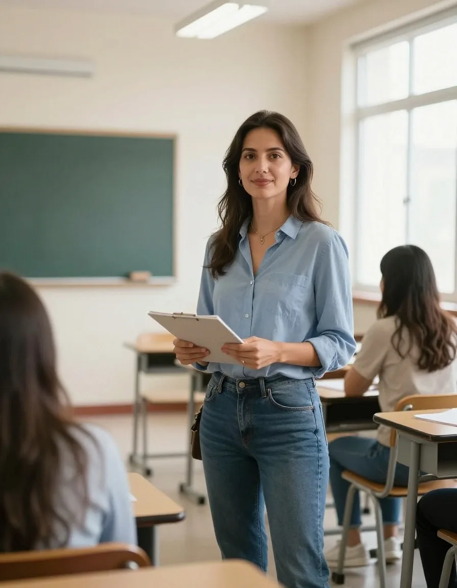 Docente del equipo de Volcano Gnome en el aula