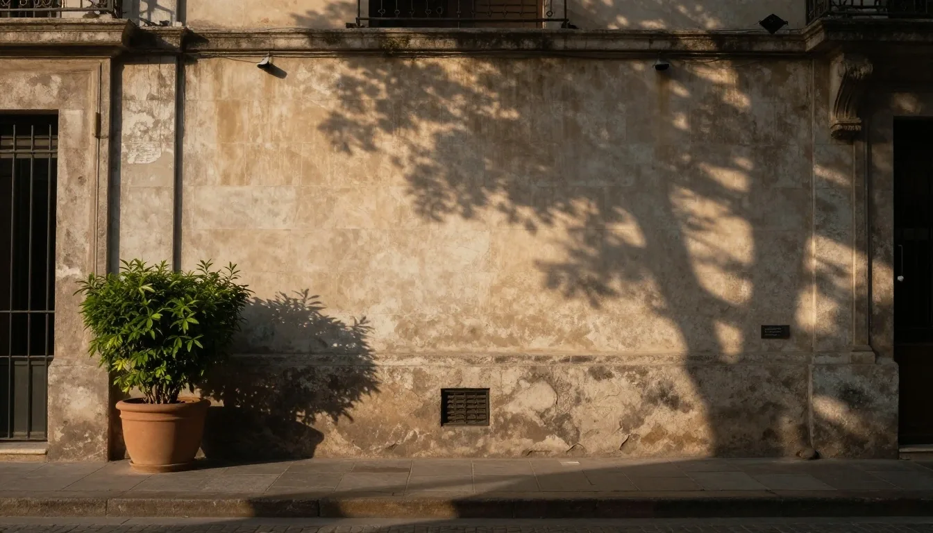 Pared de patio en Buenos Aires con materiales de estudio