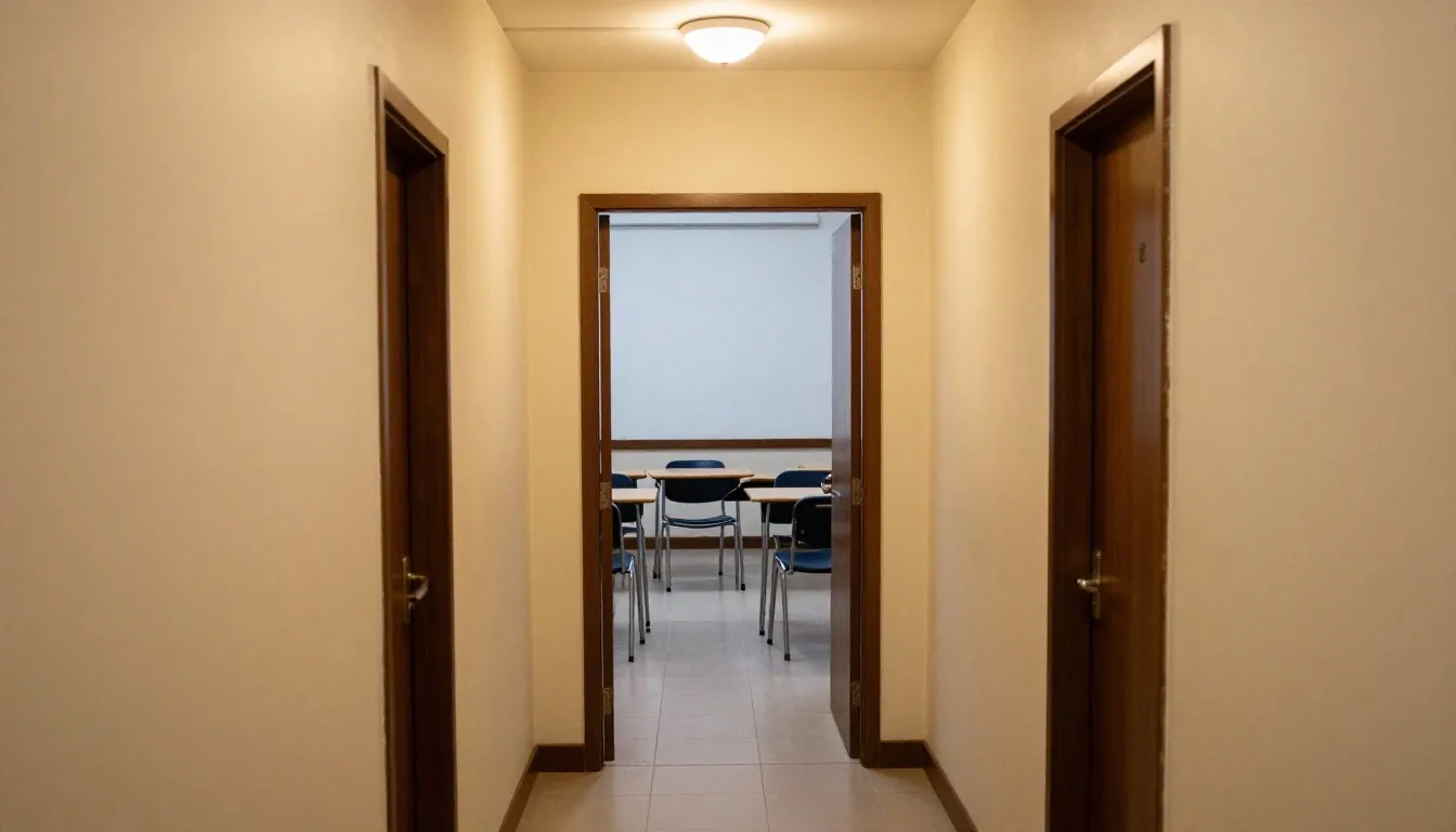 Coordinación observando una clase y tomando notas al fondo del aula